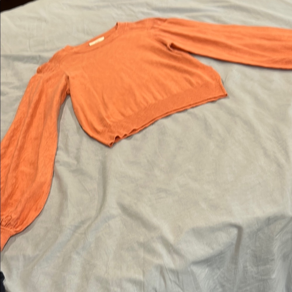 Joie Orange Ribbed Crop Sweater
